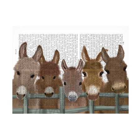 Fab Funky 'Donkey Herd At Fence Book Print' Canvas Art, 18x24